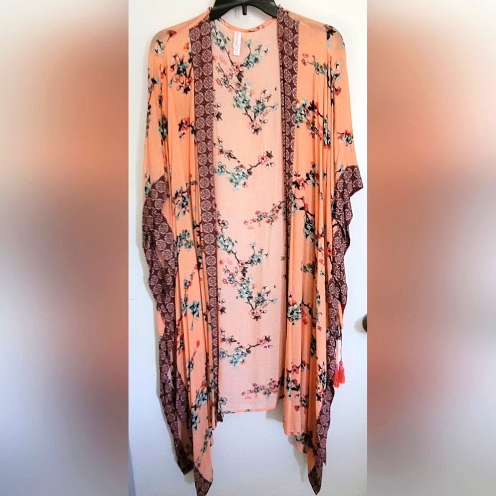 Bohemian pink floral cover up medium